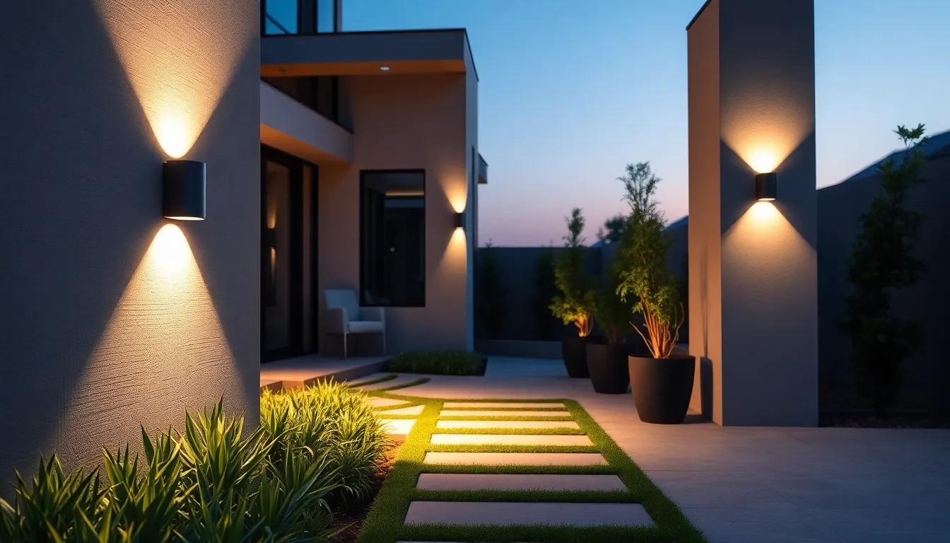 modern outdoor wall lighting illuminating a stylish home entrance.